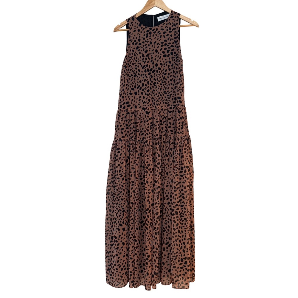 Animal Leopard Print Sleeveless Tiered Maxi Dress Size 2